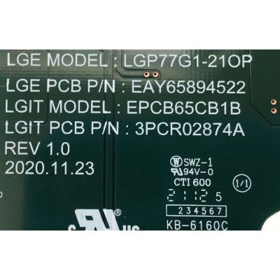 SUB FUENTE DE PODER PARA TV LG / NUMERO DE PARTE EAY65894522 / EPCB65CB1B / LGP77G1-21OP/ 3PCR02874A / 65894522 / PANEL LE770AQS(EP)(A1)  / MODELO OLED77G1PUA.BUSWLJR - Imagen 3